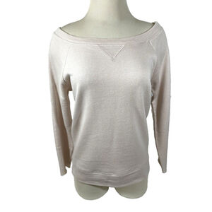 Chaser Pink Long Sleeve Boat Neck Cotton/Linen Sweatshirt Sz S